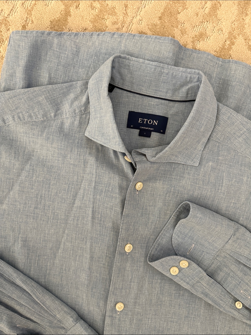 Eton Linen/Cotton Button Down- Like New! 41 / L